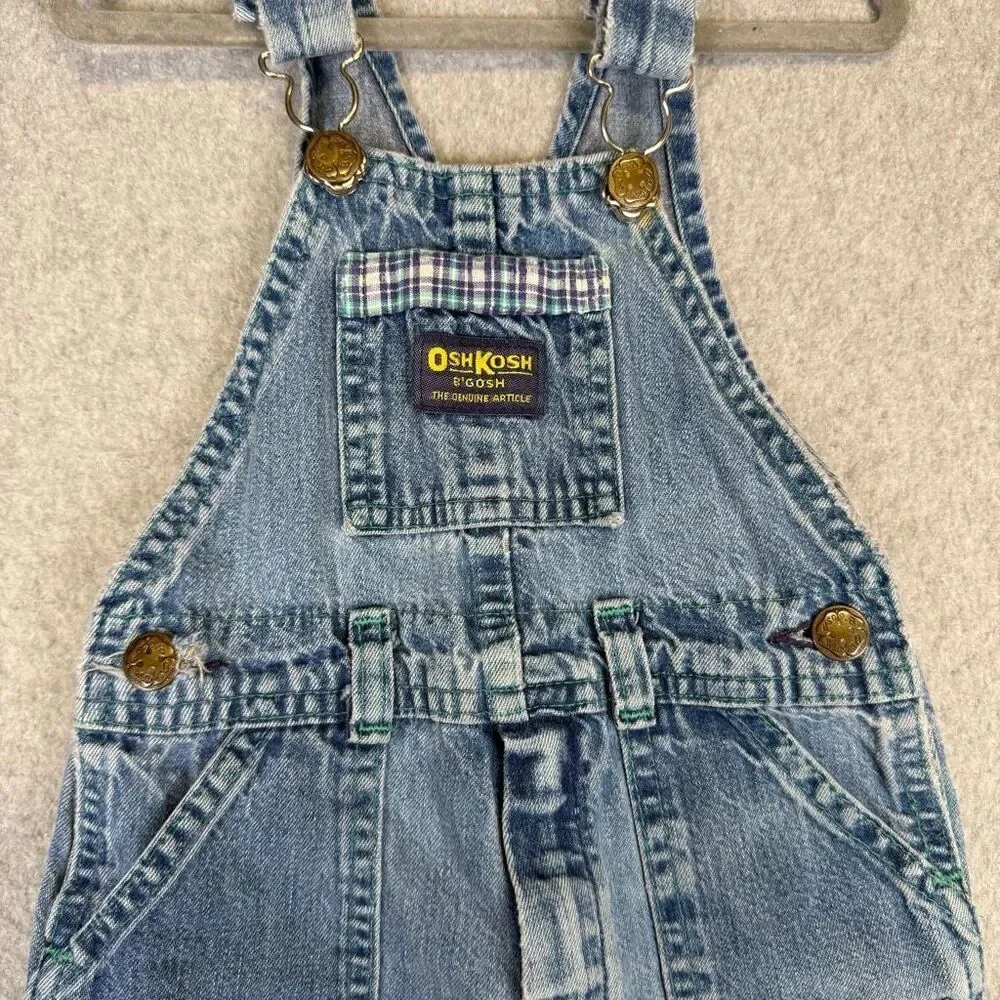 VTG OshKosh B'Gosh Blue Overalls USA Size 3T Unisex Great Circle Route Patch